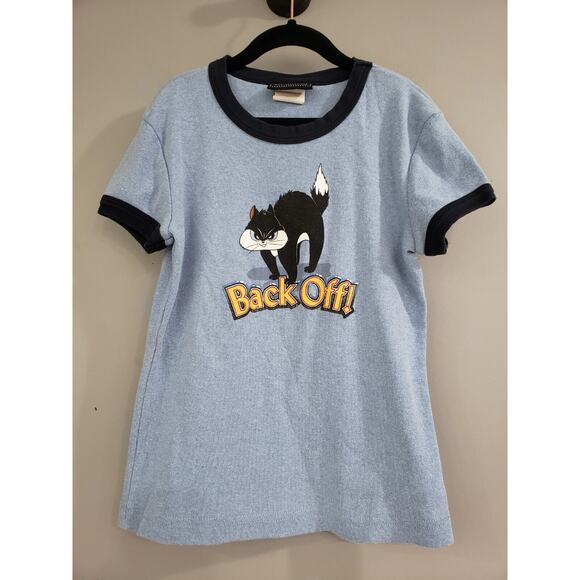 Looney Tunes Pussyfoot Juniors‎ y2k vintage 90s BACK OFF tshirt babydoll tee - Picture 1 of 7
